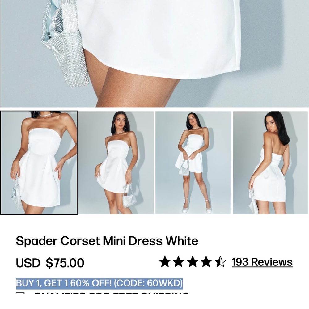 NWOT Princess Polly Spader Corset mini dress white